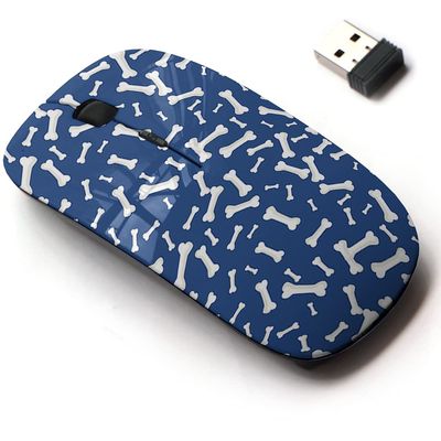 2.4G Wireless Mouse with Cute Pattern Design for All Laptops and Desktops with Nano Receiver - Dog Bone anilams Pattern