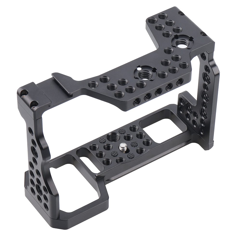 FocusFoto Camera Cage Video Filmmaking Stabilizer Rig Aluminium Alloy Extension Frame with Cold Shoe and 1/4" 3/8" Screw Mouting for Sony A9/ A7RIII/ A7III/ A7RM3/ A7M3/ A7R3 Camera