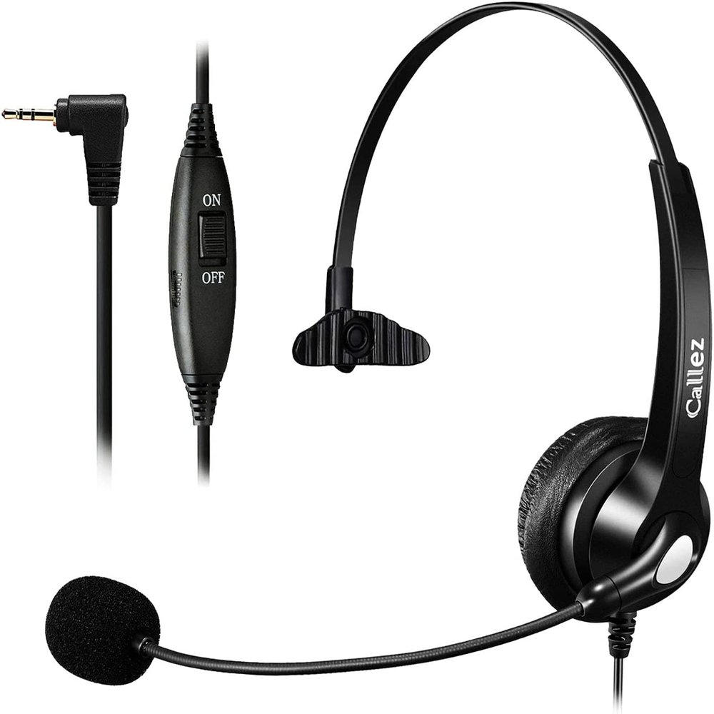 Callez Phone Headset with Noise Cancelling Microphone, Office Telephone Headsets for Cordless DECT Phones with 2.5mm Headphones Jack Compatible with Panasonic KX-TGEA20 AT&T ML17929 Vtech RCA Uniden