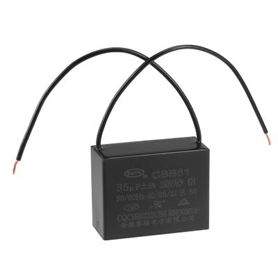 uxcell Ceiling Fan Capacitor CBB61 35uF 250V AC 2 Wires Metallized Polypropylene Film Capacitor 58x45x26mm for Electric Fan Pump Motor Generator
