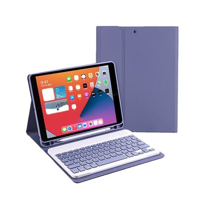 ZGSENLAN Keyboard case for iPad 10, iPad 10th Generation 10.9 inch 2022 Bluetooth Keyboard Detachable Slim Folio Leather case with Pencil Holder Color keycapPurple Gray