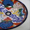 14" round TALAVERA VESSEL SINK Mexican handmade ceramic bathroom basin, folk art view 4
