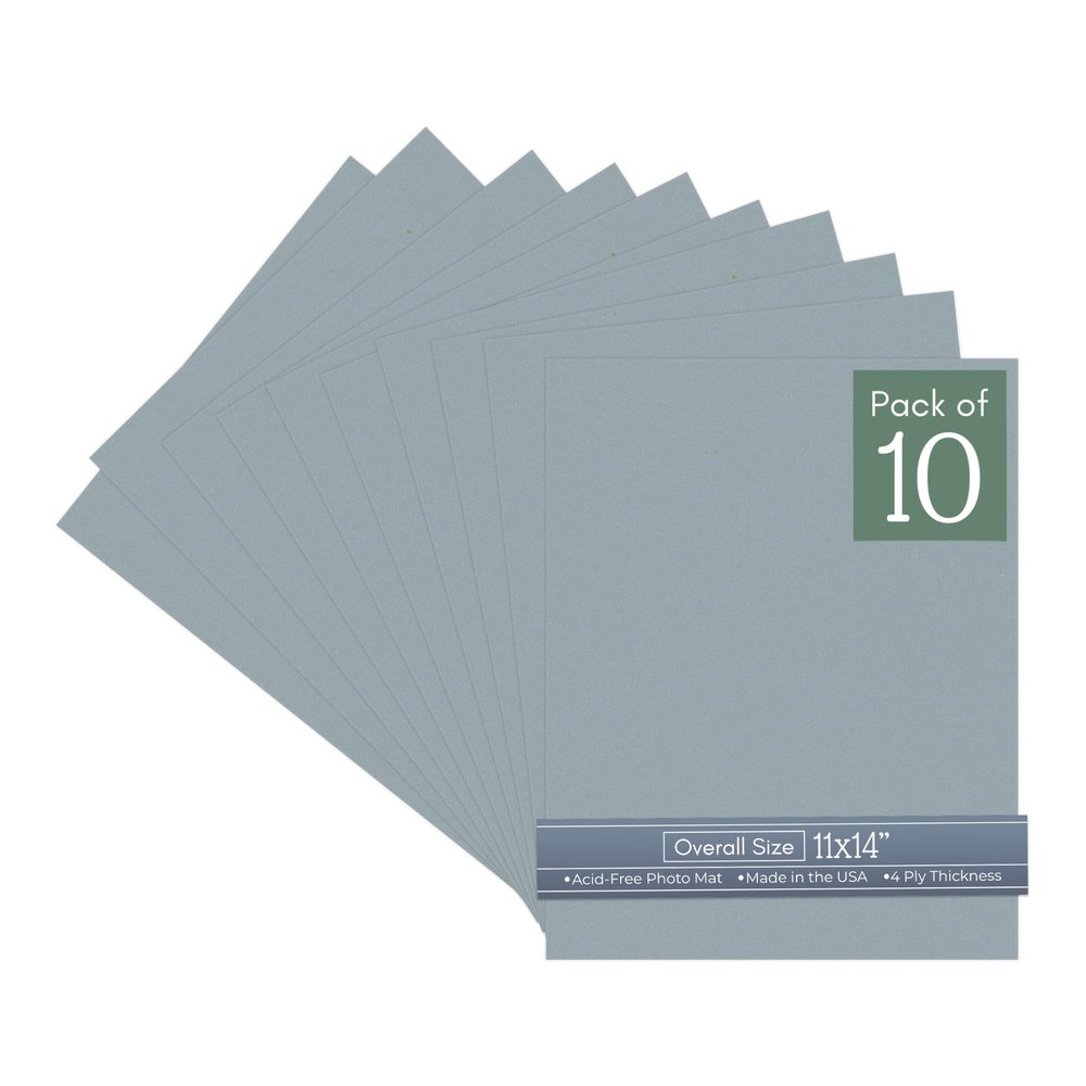 CountryArtHouse Metallic Silver Acid Free 11x14 Backing Board - Uncut Photo Mat Board - 10 Sheets
