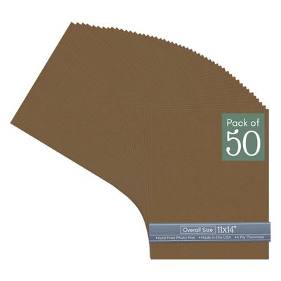 CountryArtHouse Aged Oak Acid Free 11x14 Backing Board - Uncut Photo Mat Board - 50 Sheets