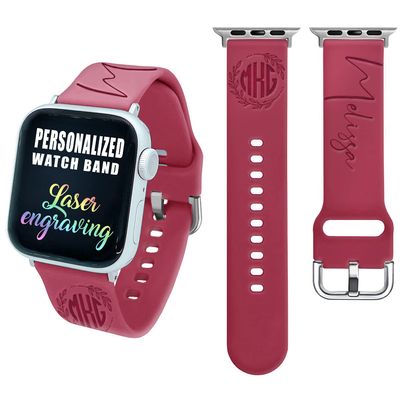 Personalized Bands Compatible with Apple Watch 38mm 40mm 41mm 42mm 44mm 45mm Name Monogram Custom Laser Engraved Gift Soft Silicone Sport Loop Replacement Wrist Strap for iWatch Series 9/8/7/SE/6/5/4