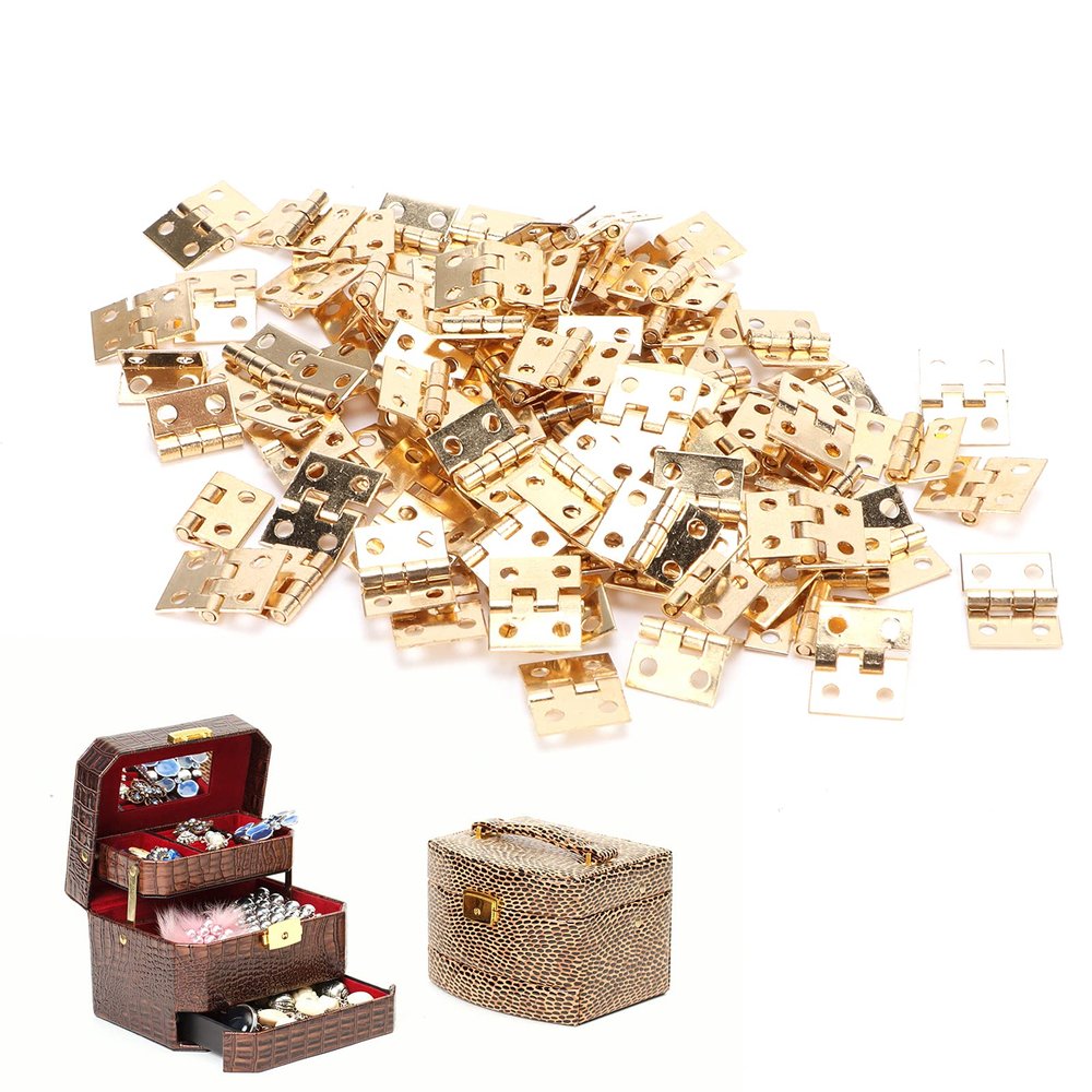 100PCS Small Mini Hinges, Metal Retro Accessory with Screw Tiny Hinges for Dollhouse Miniature Furniture Cabinet Closet and Mini Dollhouse Furniture