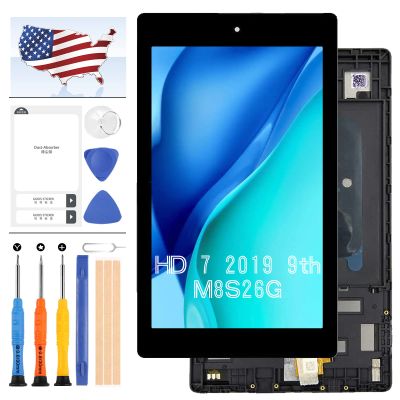 Screen Replacement for Amazon Kindle Fire HD7 HD 7 2019 9th Gen M8S26G LCD Display Touch Matrxi Panel Digitizer Assembly Full Glass with Frame Repair Parts,Including Free Tools