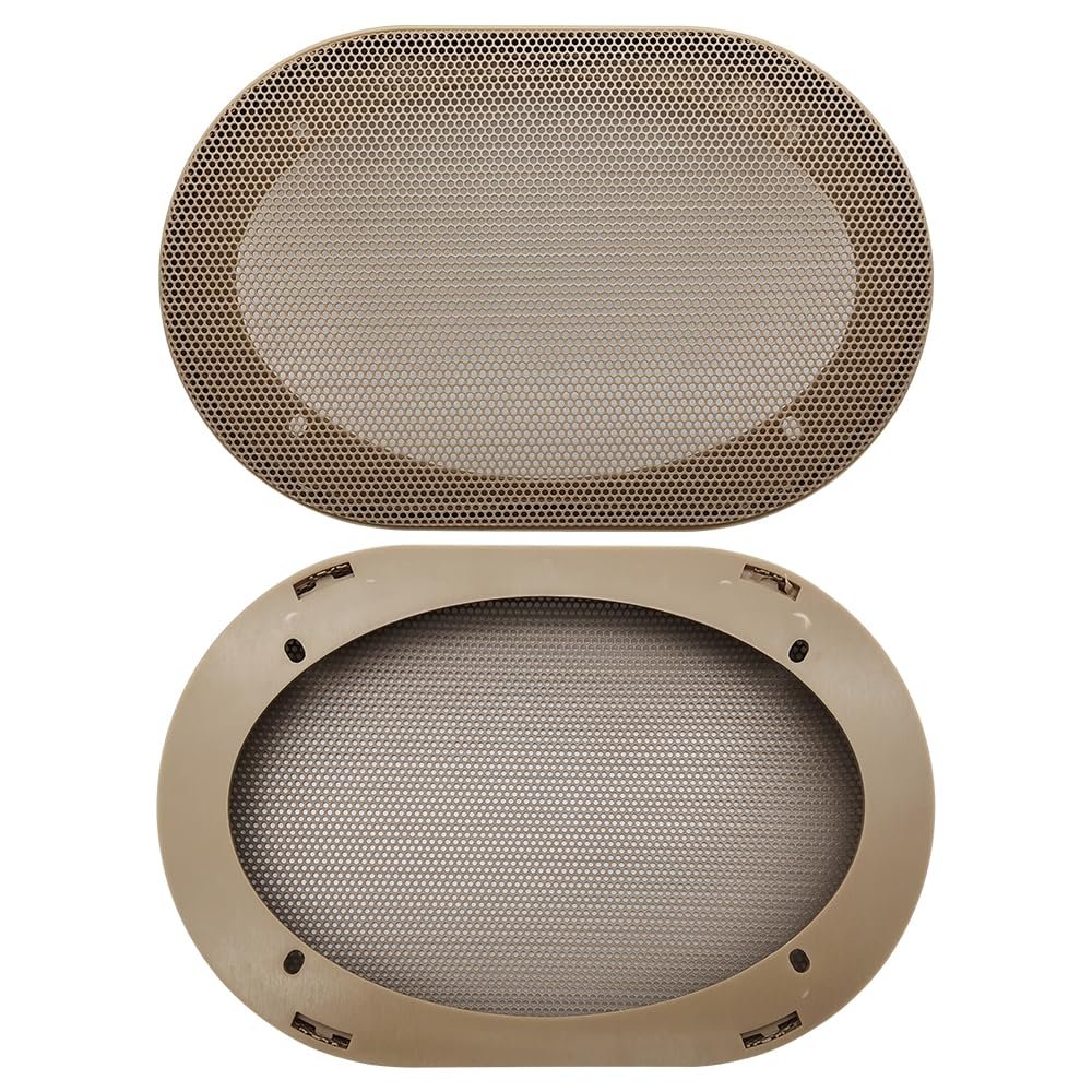 2 Pcs for 4x6 Inch Speaker Conversion Grill Cover Car Audio Decorative Circle Metal Mesh Grille Protection Net Beige 187x122mm/7.36x4.80in