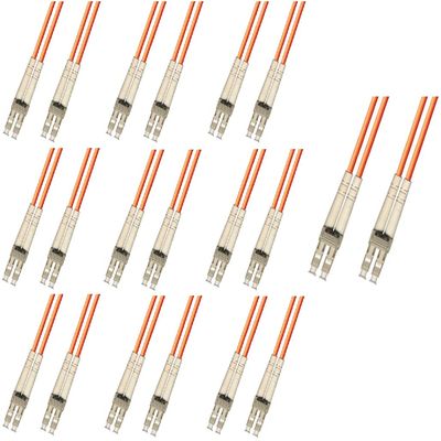 0.3 Meter (1FT) Multimode Duplex Fiber Optic Cable (50/125) - LC to LC - Orange - 10 Pack