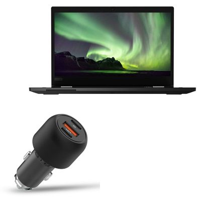 BoxWave Car Charger Compatible with Lenovo ThinkPad L13 Yoga 2-in-1 Gen 1 (13.3 in) - RapidRush PD Car Charger (95W), PD Car Charger High Power PD QC3.0 - Jet Black