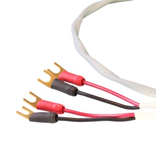 Blue Jeans Cable Ten White Speaker Cable, with Welded Terminations (Single Cable - for one Speaker), Assembled in USA (8 Foot, Spades to Spades)