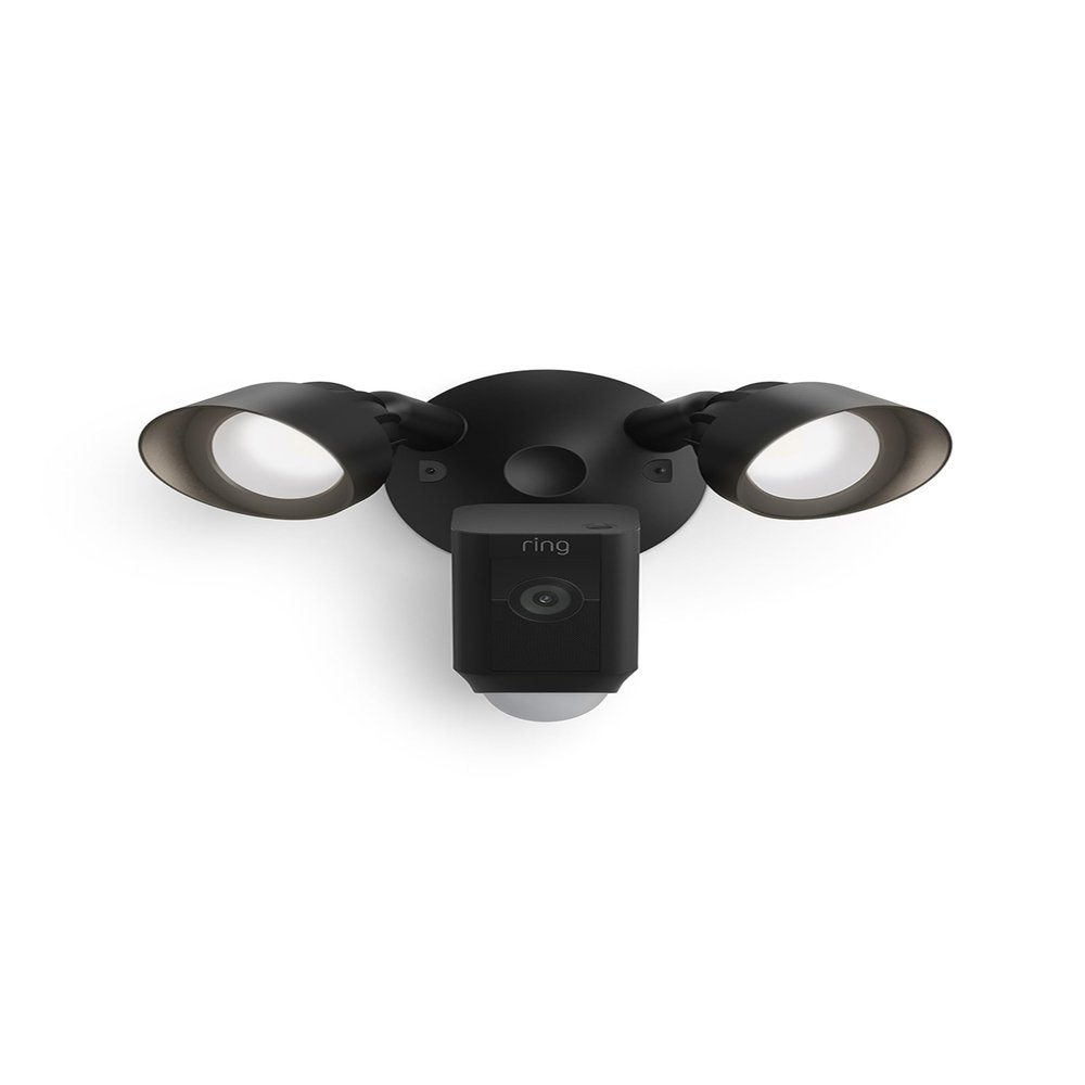 Ring Floodlight Cam Plus with Plug-In Mount - Plug-in power Outdoor Camera, 1080p Video, Live View with Color Night Vision, Two-Way Talk, Siren, Motion detection and alerts, Works with Alexa | Black