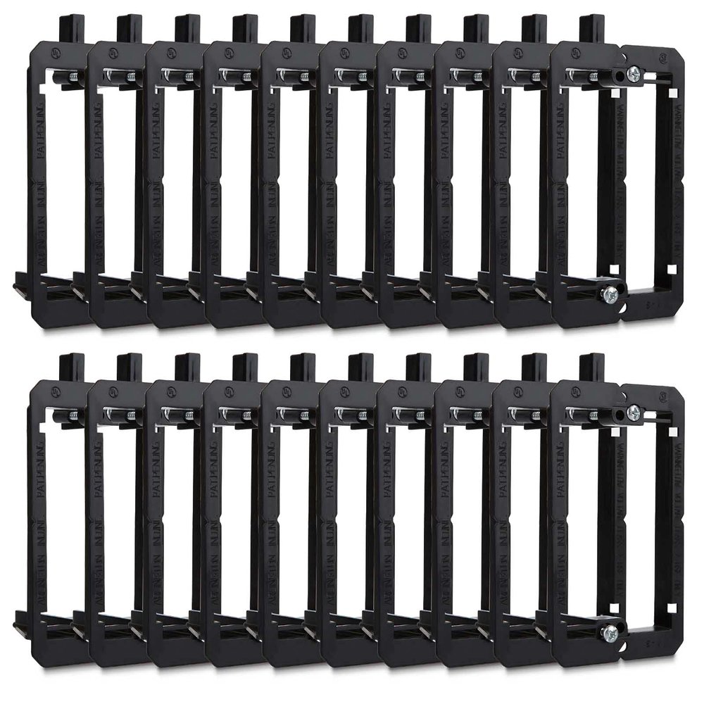 20 Pack Single Gang Low Voltage Mounting Bracket, Flush Mounting Wall Plate, Pass Through Wall Plates for Networking, HDMI, Coaxial Cables, Speaker Wires-Black