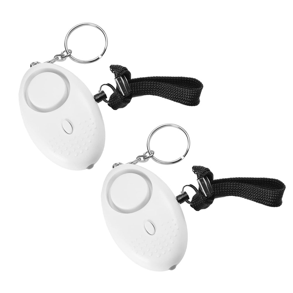 Bettomshin Safe Sound Personal Alarm, 2Pcs 120DB Personal Security Alarm Keychain with LED Light, Emergency Self-Defense Security Alarm for Women Men Children Elderly, White