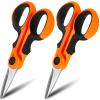 Honoson 2 Pcs 5.7" Fishing Scissors Braided Line Cutters Fishing Heavy Duty 3cr13 Non Slip Serrated Edge Scissors Saltwater Freshwater Braid Multi Function Cutter for Trimming (Orange) view 1