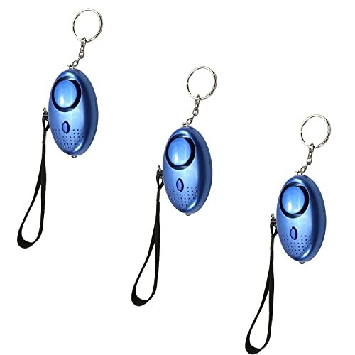 Bettomshin Safe Sound Personal Alarm, 3Pcs 120DB Personal Security Alarm Keychain with LED Light, Emergency Self-Defense Security Alarm for Women Men Children Elderly, Blue