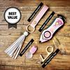 Stinger Personal Alarm Keychain Set: Safety Panic Alarm Siren, Seatbelt Cutter, Car Window Breaker, Wristlet Keychain, No Touch Door Opener Tool, Stylus Pen, Pocket Flashlight (Pink Marble) view 2