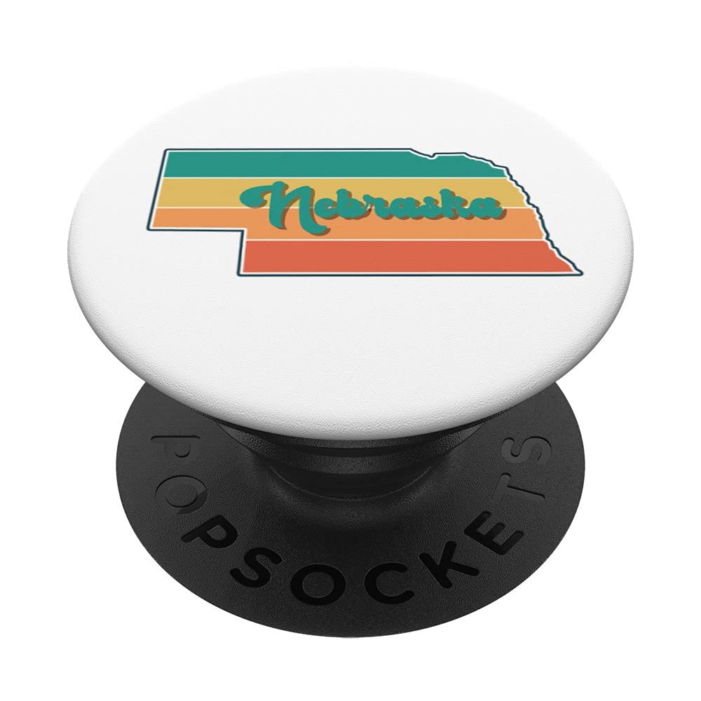 Retro Summer Nebraska Cornhusker State Outline Design PopSockets Swappable PopGrip
