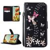 DasKAn for iPod Touch 5/6 / 7 Diamond Flip Case, Bling Rhinestones Butterfly Flowers Design Magnetic Clasp Wallet Stand Protective Phone Cover with Card Slots & Wrist Strap, Black view 1