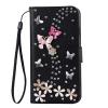 DasKAn for iPod Touch 5/6 / 7 Diamond Flip Case, Bling Rhinestones Butterfly Flowers Design Magnetic Clasp Wallet Stand Protective Phone Cover with Card Slots & Wrist Strap, Black view 4
