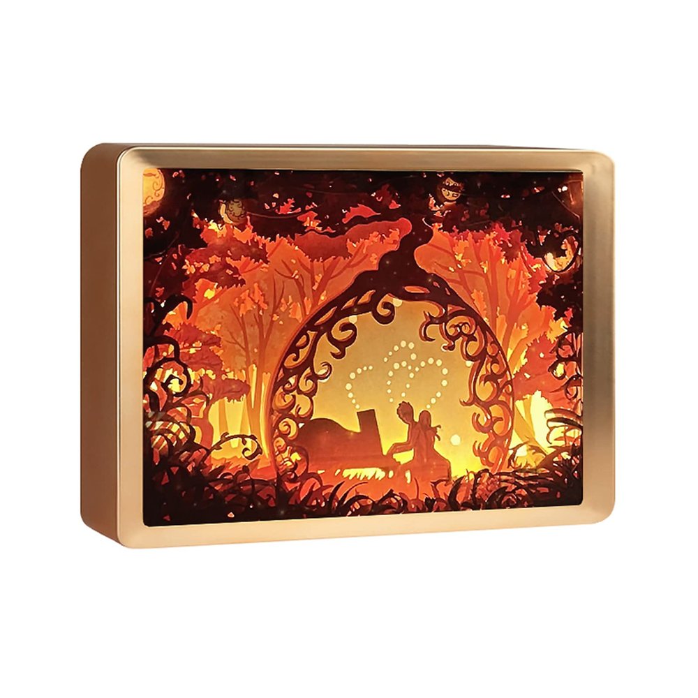 RSLIPIN Birthday Gift 3D Paper Carving Lamp Papercut Light Boxes Piano Paper Sculpture Night Light for Kids Friends Pianists LED Shadow Box for Christmas Home Decorations (Gold)
