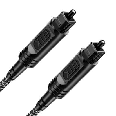 EMK Digital Optical Audio Cable [6 Feet/2M] - Slim Nylon Braided Toslink Fiber Optic Cable for Sound Bar, TV, Home Theater, PS4, Xbox, Blu-Ray Player & More - High-Speed SPDIF (Black1)