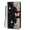 DasKAn for iPod Touch 5/6 / 7 Diamond Flip Case, Bling Rhinestones Pink Butterfly Flowers Design Magnetic Clasp Wallet Stand Protective Phone Cover with Card Slots & Wrist Strap, Black view 4