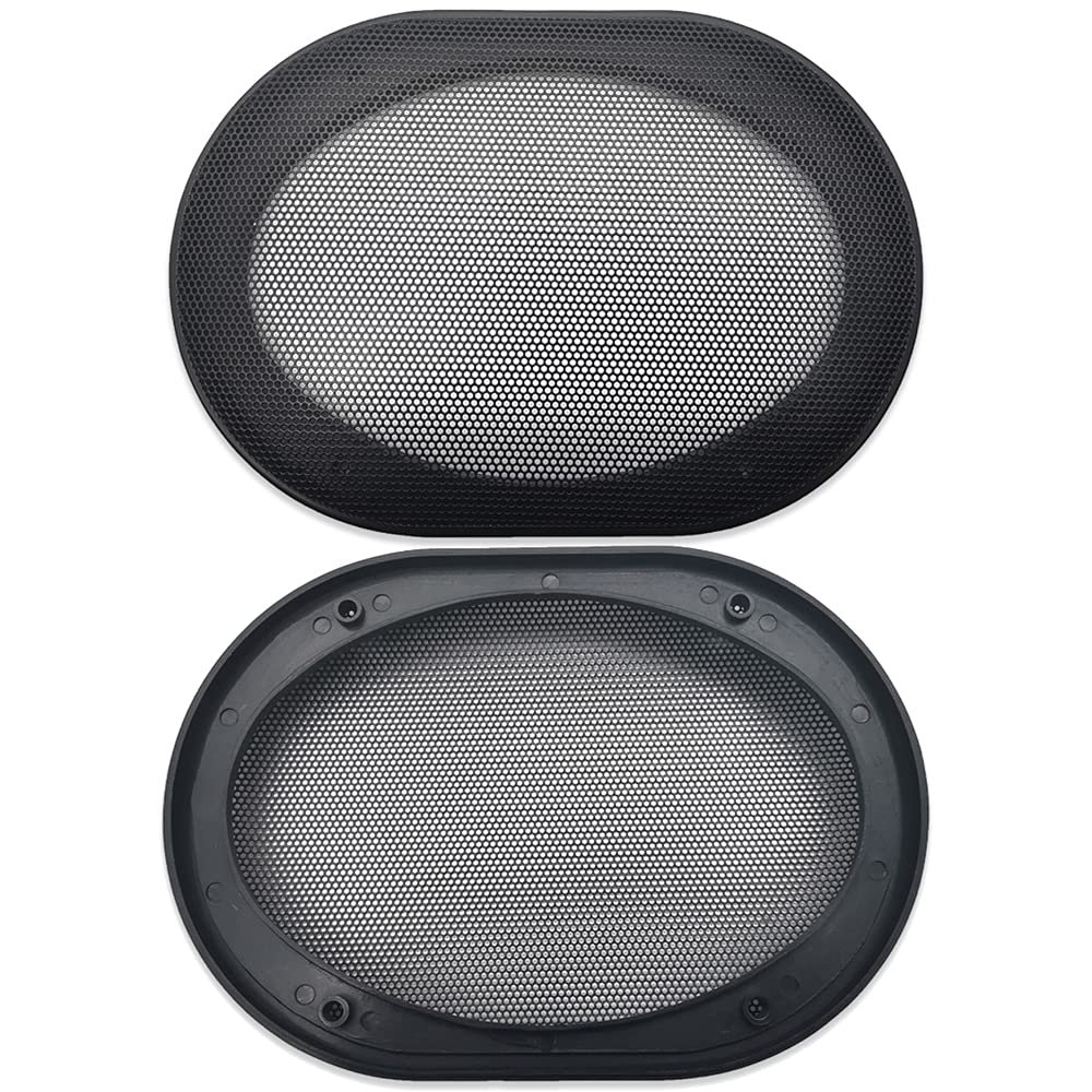 2 Pcs for 5x7 Inch Speaker Conversion Grill Cover High-Grade Car Audio Decorative Circle Metal Mesh Grille Protection Net Black 205x145mm/8.07x5.71in