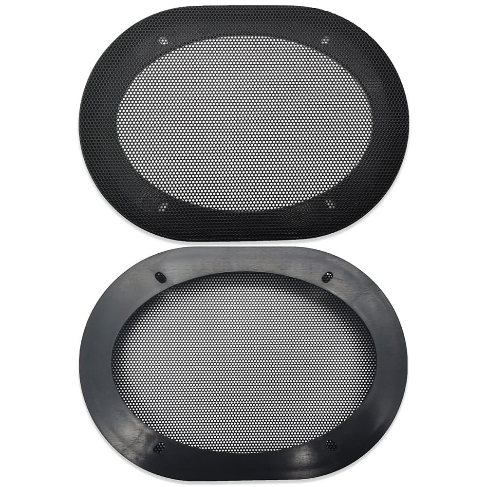 2 Pcs for 5x7 Inch Speaker Grill Cover High-Grade 5"x7" Car Audio Decorative Circle Metal Mesh Grille Conversion Protection Net Black 210x151mm/8.27x5.95in