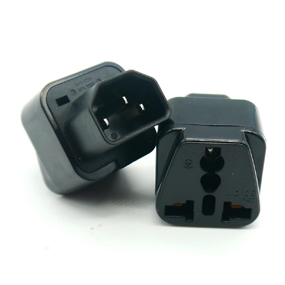 GRLRCR UPS IEC C14 to Universal Female US EU UK AU C13 &1 (2in1) Adapter Power Plug/Socket(2 Pack)