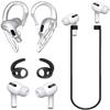 JNSA [Never Lose Your Air Pods Pro] Anti Slip Set, Sport Ear Hook Compatible with Air Pods Pro (Clear)+ Air Pods Pro Earbuds Ear Hooks Cover + Strap Lanyards for Air Pods Pro [3in1],Black view 1