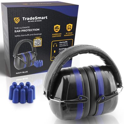 TradeSmart NRR 28 Ear Protection Headphones - One-Size-Fits-All Design, Ear Protection for Shooting, Work, Construction, Mowing