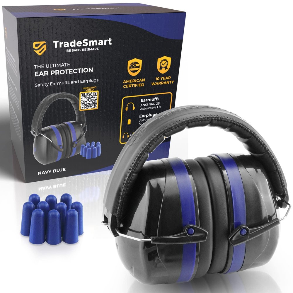TradeSmart NRR 28 Ear Protection Headphones - One-Size-Fits-All Design, Ear Protection for Shooting, Work, Construction, Mowing
