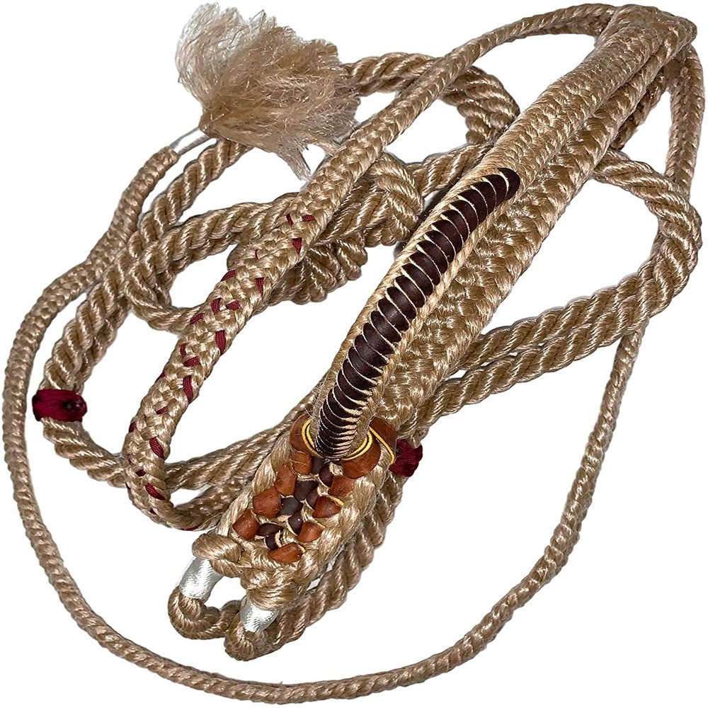 Bull Rope Right Hand (9x9) Half Leather - Length with Knot 14' Bull Riding Rope polypropilene Rodeo Equipment