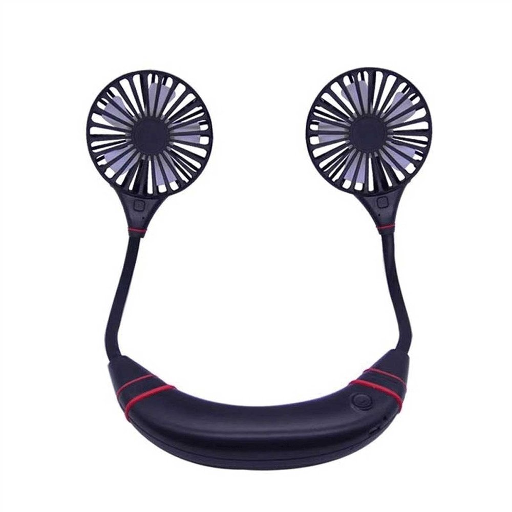 UOOD Neck Portable Fan, Hand Free Personal Mini Fans USB Rechargeable for Traveling, Sports, Office, Reading, 3 Speed Adjustable, Wearable Neckband Coole Low Noise Design (Color : Black)