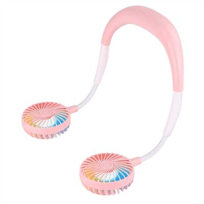 UOOD Portable Personal Fan, Handsfree Mini USB Neck Fan Rechargeable Wearable Neckband Fan, Desk Fan, Necklance Fan for Traveling Sport Outdoor Camping Office Low Noise Design (Color : Pink)