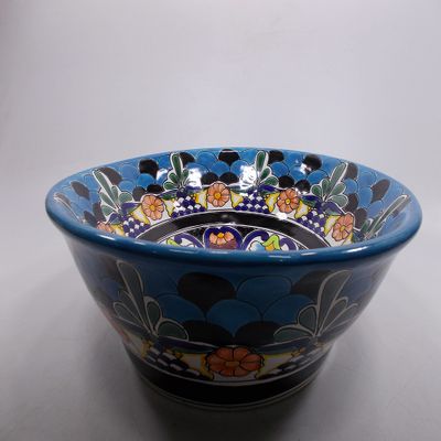 16" ROUND TALAVERA SINK ceramic bathroom vessel sink, mexican handmade folk art