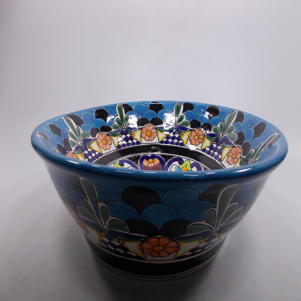 16" ROUND TALAVERA SINK ceramic bathroom vessel sink, mexican handmade folk art
