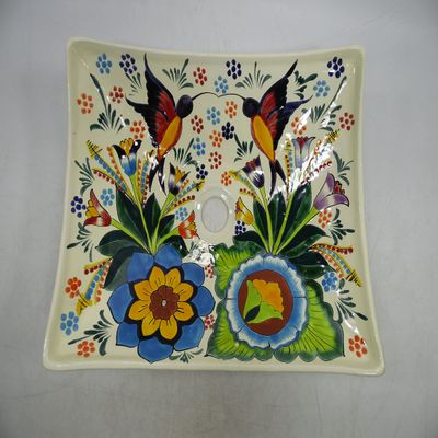 16" RECTANGULAR TALAVERA SINK vessel mexican bathroom handmade ceramic folk art