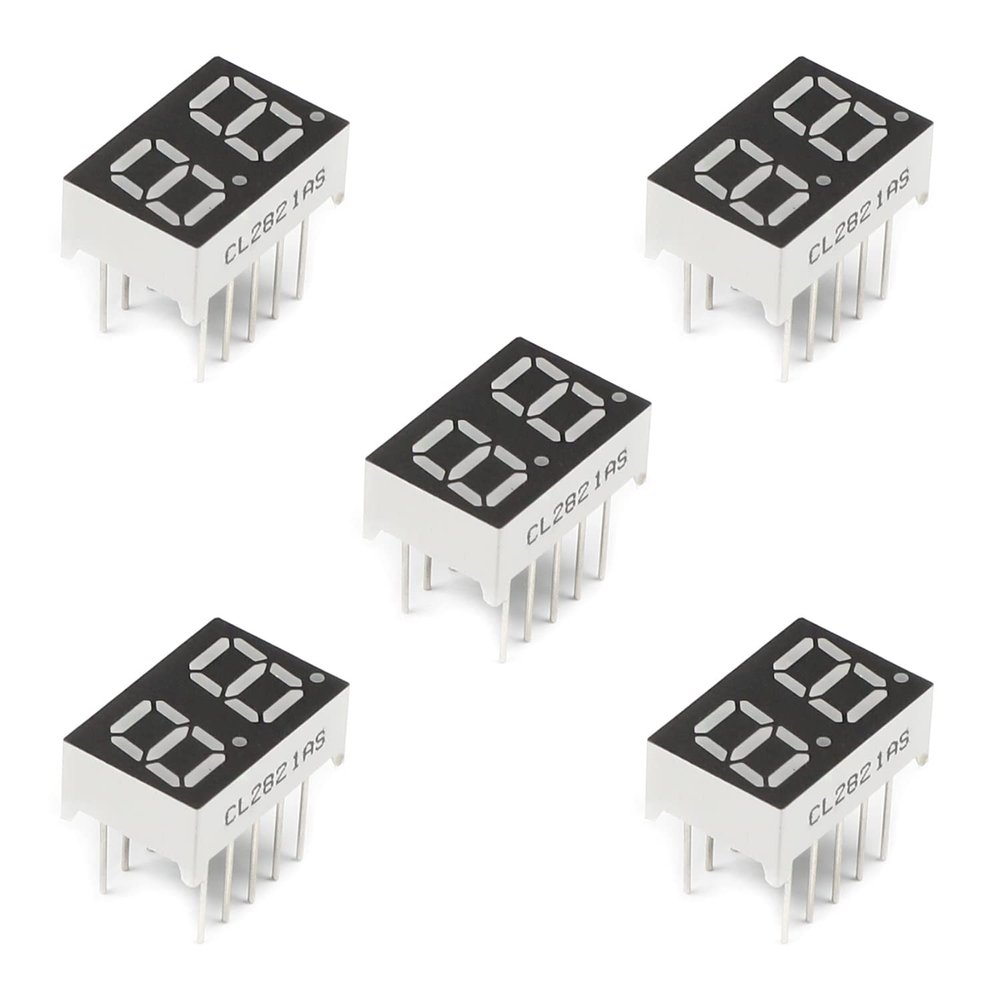 Bettomshin LED Digital Dispaly Common Cathode 10 Pin 2 Bit 0.59 x 0.5 x 0.24 inch (LxWxH) 0.28" Red Display Digital 2821AS 5pcs