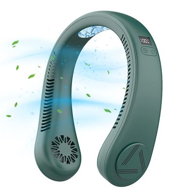 AQUYY Portable Cooling Neckband Fan, USB Bladeless Hanging Neck Fan with Cooling Chip and 3 Speeds, Mini Air Cooler Hands Free for Sport Hiking Running, LED Intelligent Display Green Upgrade