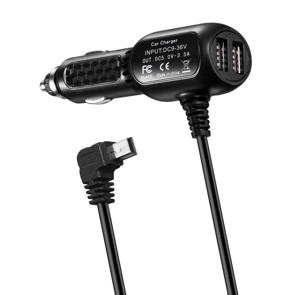 Dash Cam Power Cord Adapter Mini USB Car Charger Cable Compatible for Rexing V1V1P ProV5V3,Byakov S6,CHORTAU B-T13 B-T20 B-T25,Pruveeo D30 D40,Rove R2-4K Dash Cam Power Supply (USB Mini Port)