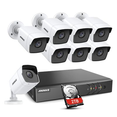 ANNKE 16CH 5MP TVI Security Camera System, 8pcs Wired 5MP Outdoor Indoor Cameras, 5MP Lite 16-Channel with 2TB HDD for Home and Business 24/7 Recording, IP67 Weatherproof Remote Access