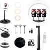 Foto&Tech 14 inch Ring Light Dimmable LED Selfie Ring Light with Telescopic Stand, 3 Phone Holders and Wireless Remote for Camera Smartphone Live Stream Video Make Up Vlog, Photography Lighting Ring view 1
