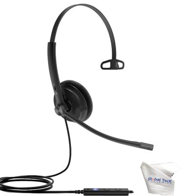 GTW Yealink UH34 Mono Teams Certified Lite Wired Headset (USB-C) , Connects to Deskphone, PC/Mac, Softphones - Works with Teams, Zoom, RingCentral, 8x8, Vonage, Microfiber Included