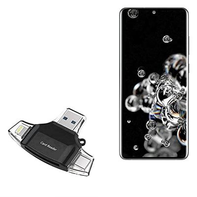 BoxWave Smart Gadget Compatible with Samsung Galaxy S20 Ultra 5G - AllReader SD Card Reader, microSD Card Reader SD Compact USB - Jet Black