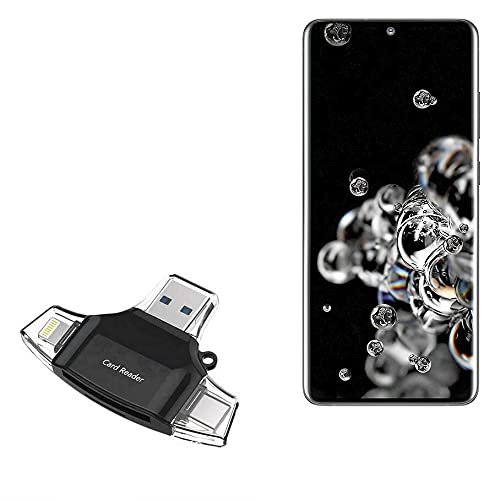 BoxWave Smart Gadget Compatible with Samsung Galaxy S20 Ultra 5G - AllReader SD Card Reader, microSD Card Reader SD Compact USB - Jet Black