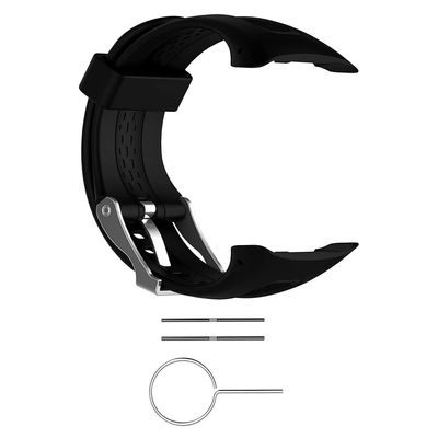 Compatible for Garmin Forerunner 10/Forerunner 15,Soft Silicone Wristband Replacement Strap for Garmin Forerunner 10/15 Watch Women Men (Large Size: 0.98"x0.94", Black)