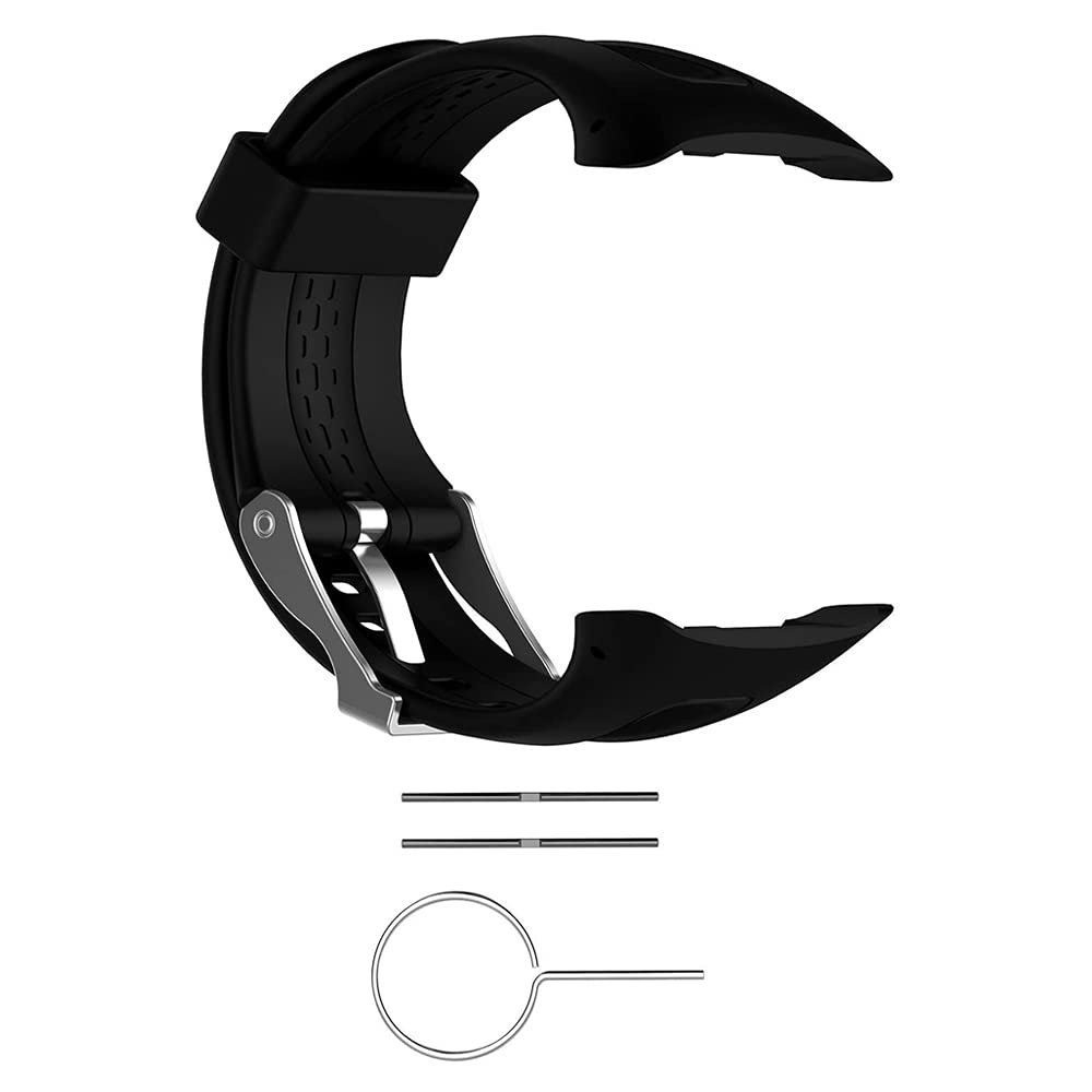 Compatible for Garmin Forerunner 10/Forerunner 15,Soft Silicone Wristband Replacement Strap for Garmin Forerunner 10/15 Watch Women Men (Large Size: 0.98"x0.94", Black)