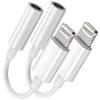 2 Pack [Apple MFi Certified] Lightning to 3.5 mm Headphone Jack Adapter, for iPhone 3.5mm Headphones/Earphones Jack Aux Audio Adapter Dongle for iPhone 14 13 12 11 XS XR X 8 7 iPad, Support All iOS view 1